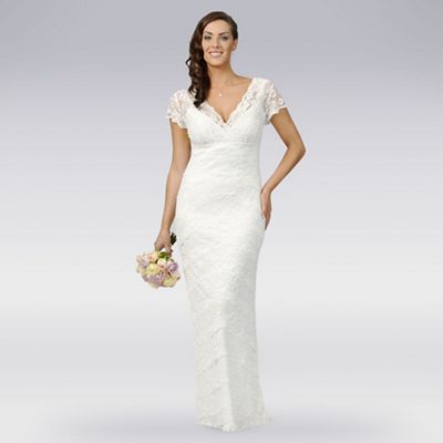Debut Ivory tiered lace wedding dress